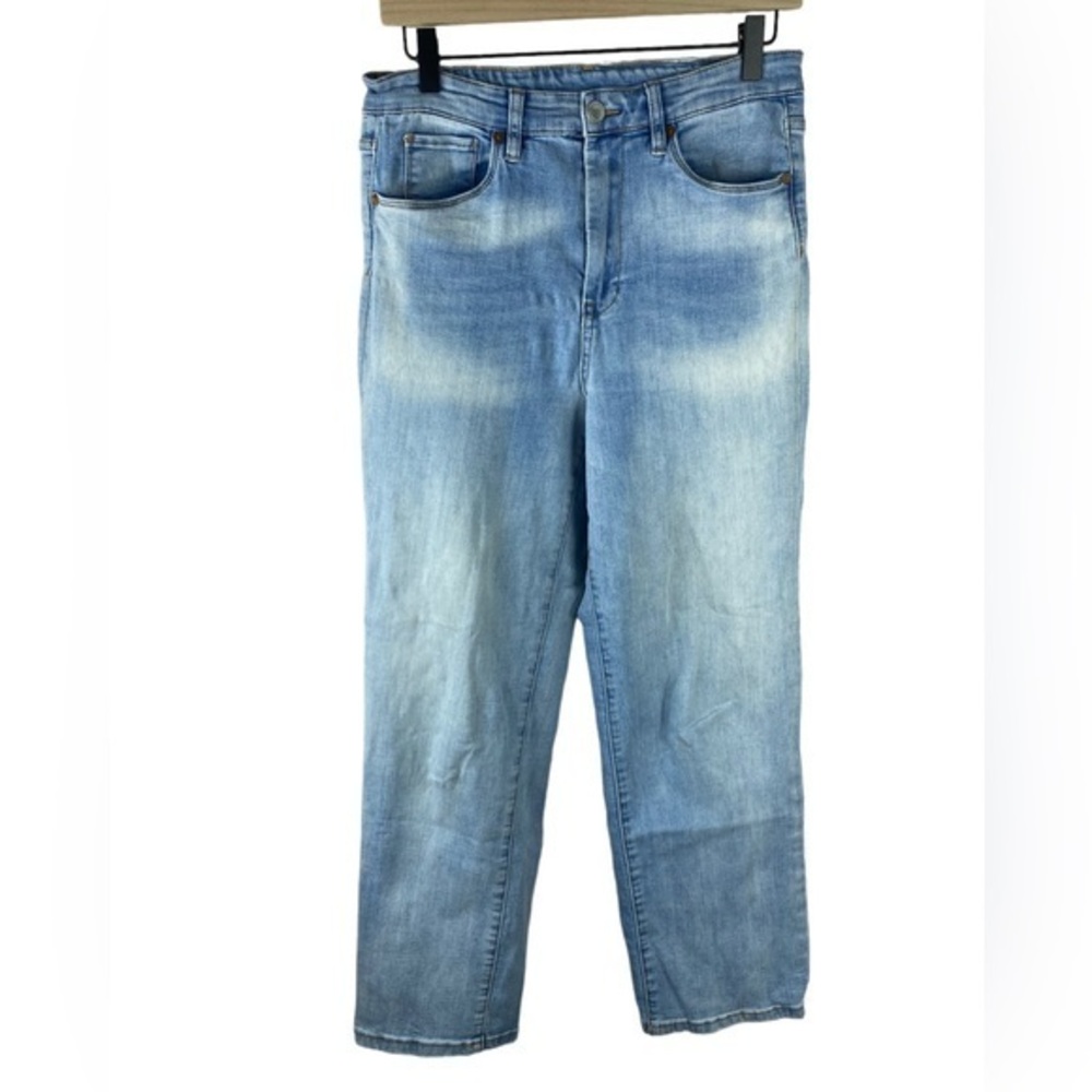 Blank NYC women’s The Baxter rib cage straight leg blue denim high rise jeans 28